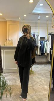 ghisa deri detaylı spor takım siyah