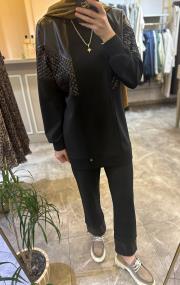 ghisa deri detaylı spor takım siyah 2