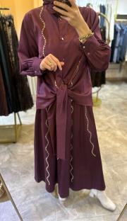 ghisa ayna işlemeli koton takım mürdüm 3