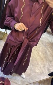 ghisa ayna işlemeli koton takım mürdüm 4