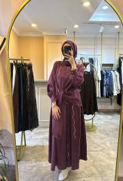 ghisa ayna işlemeli koton takım mürdüm 5