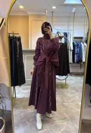 ghisa ayna işlemeli koton takım mürdüm 6