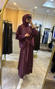 ghisa ayna işlemeli koton takım mürdüm 7