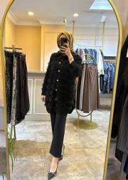 ghisa simli püsküllü hırka siyah