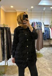 ghisa simli püsküllü hırka siyah 2