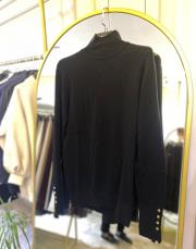 ceremony kolları metal düğmeli balıkçı kısa triko kazak siyah