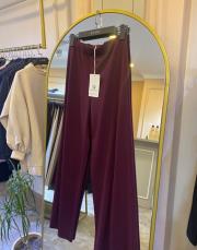 ceremony beli düz lastikli bambu pantolon bordo