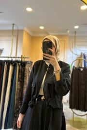 ceremony eteği toka detaylı kısa ceketli takım siyah 4