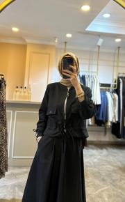 ceremony eteği toka detaylı kısa ceketli takım siyah 6