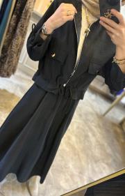 ceremony eteği toka detaylı kısa ceketli takım siyah 7