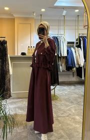 ceremony eteği toka detaylı kısa ceketli takım bordo 2