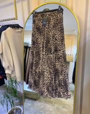 sentez leopar kırıştırma etek camel