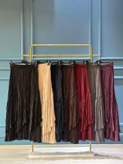 sentez viola parçalı kırıştırma etek kahve