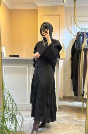 sentez viola parçalı kırıştırma etek siyah 2