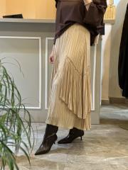 sentez viola parçalı kırıştırma etek bej 2