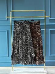 sentez viola parçalı kırıştırma etek antrasit leopar