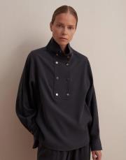 çıtçıt kapamalı dökümlü gömlek lacivert