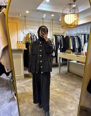 ghisa pullu çıtçıt kapamalı bomber ceket siyah