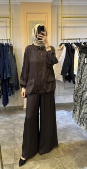 ghisa cep detaylı takım kahve