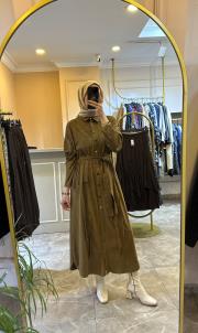 süet gömlek elbise haki