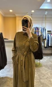 süet gömlek elbise haki 2