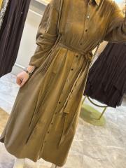 süet gömlek elbise haki 4