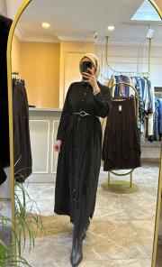 süet gömlek elbise siyah