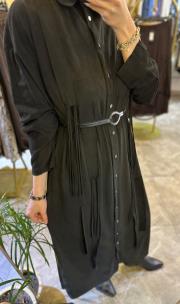 süet gömlek elbise siyah 3