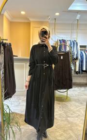 süet gömlek elbise siyah 4