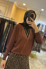 ghisa kruvaze kapamalı merserize hırka kahve 3