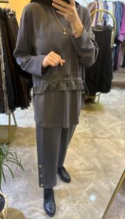 ghisa önden büzgülü modal takım gri 2