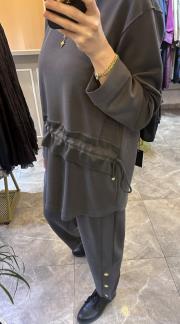 ghisa önden büzgülü modal takım gri 3