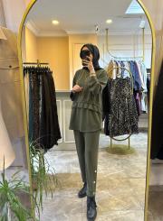 ghisa önden büzgülü modal takım yeşil