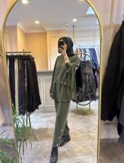 ghisa önden büzgülü modal takım yeşil 4