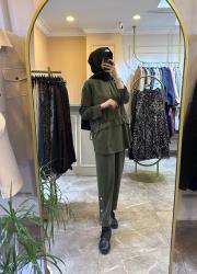 ghisa önden büzgülü modal takım yeşil 5