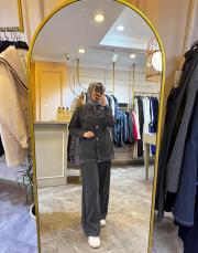 ceremony önü çıt çıtlı queen takım gri