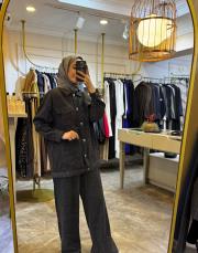 ceremony önü çıt çıtlı queen takım gri 2