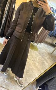 ceremony önü fermuarlı ceket ve etekli baklava kapitönetakım kahve 2