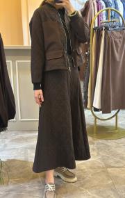 ceremony önü fermuarlı ceket ve etekli baklava kapitönetakım kahve 3