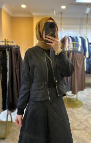 ceremony önü fermuarlı ceket ve etekli baklava kapitönetakım siyah 2