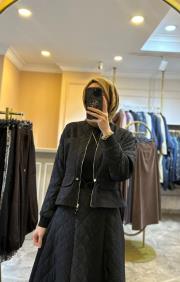 ceremony önü fermuarlı ceket ve etekli baklava kapitönetakım siyah 3