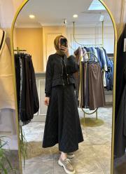 ceremony önü fermuarlı ceket ve etekli baklava kapitönetakım siyah 4