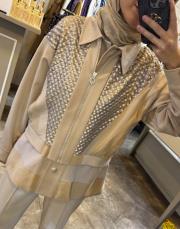 ghisa payet işlemeli bomber ceket vizon 6