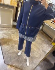 ghisa tuniği cep ve zımba detaylı takım saks 2