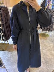 ceremony dantel detay trençkot lacivert 4