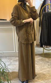 ceremony lase nakışlı pantolonlu takım haki 2