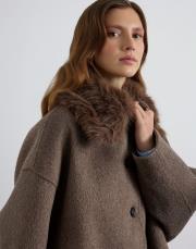 kadriye baştürk yakası kürk detaylı kaşe kaban kahve 2