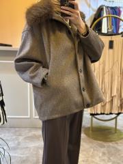 kadriye baştürk yakası kürk detaylı kaşe kaban kahve 5