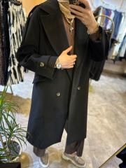 kadriye baştürk kruvaze yaka apolet detaylı kaşe kaban siyah 2