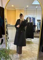 kadriye baştürk kruvaze yaka apolet detaylı kaşe kaban siyah 5